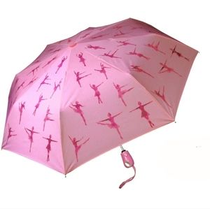 Watercolor Ballerina Pink Folding Umbrella